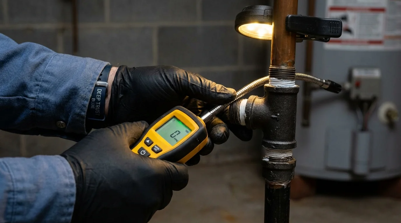 Gas leak detection with electronic sniffer by Johns Plumbing LLC in Lewiston