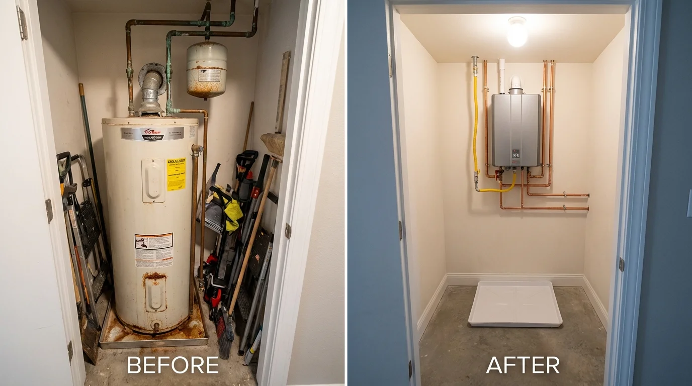 Tank water heater versus wall-mounted tankless unit comparison for Lewiston, UT homeowners